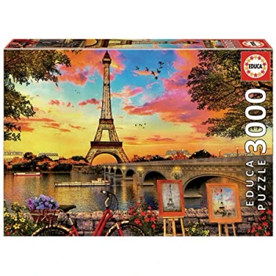 Imagen de Educa Puzzle de 3000 Piezas para Adultos Puesta Sol en París. Incluye Servicio Pieza perdida. Medidas montado: 120 x 85 cm. A Partir 14 años (17675)