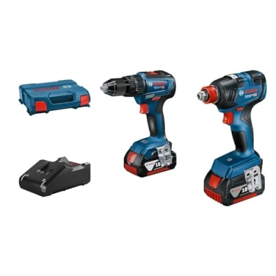Imagen de Bosch Professional 18V System GDX 200 + GSB 55 Set llave de impacto taladro percutor a batería (Brushless, 2 baterías x 4.0 Ah, en maletín)