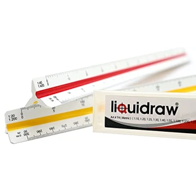 Imagen de Liquidraw Regla de escala triangular métrica 30 cm, arquitectónica, color blanco