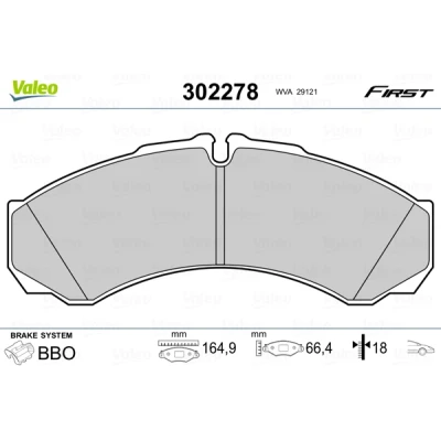 Imagen de VALEO 302278 Juego de pastillas freno Eje delantero excl. contacto avisador desgaste Chapa antichirridos IVECO: DAILY 3 Kasten/Kombi,