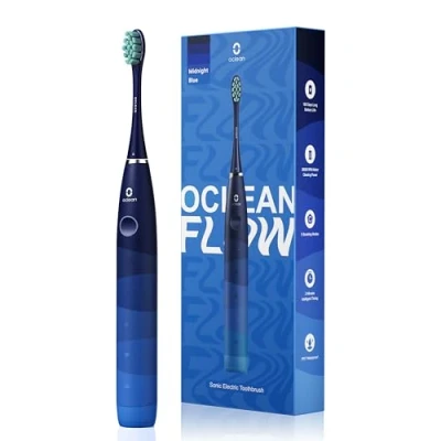 Imagen de Cepillo de dientes eléctrico sónico Oclean Flow, 180 días duración, 76000 Movimientos por minuto, 5 Modos, IPX7 Impermeable y Temporizador, Cabezal DuPont™，Azul