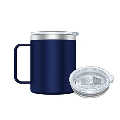 Imagen de Mi Ko Ka Taza Termo Café y Te para Llevar 400ml Térmica de Acero Inoxidable con Asa Tapa (Azul Oscuro)