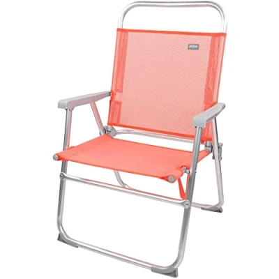 Imagen de AKTIVE 62624 Silla de playa plegable, 56x50x88 cm, peso máximo 100 kg, tacos anti vuelco, coral, Flamingo