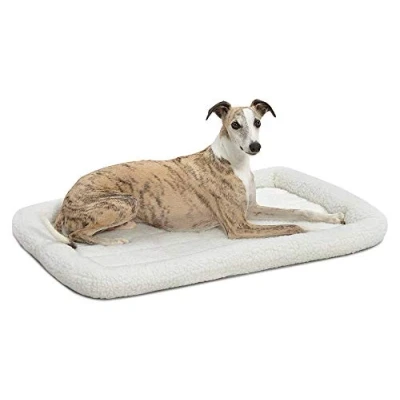 Imagen de MidWest Homes for Pets modelo 40236 cama para perros y gatos de forro polar blanco, longitud 91,44 cm, cómoda con cabezal, jaulas perro cm largo, color blanco