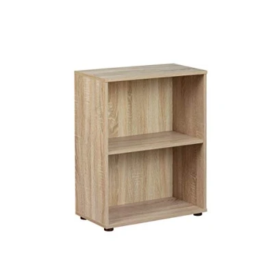 Imagen de Inter Link Librería Estantería independiente 2 compartimentos Estantes regulables en altura de madera Salón Estudio Parini 1 Acabado roble