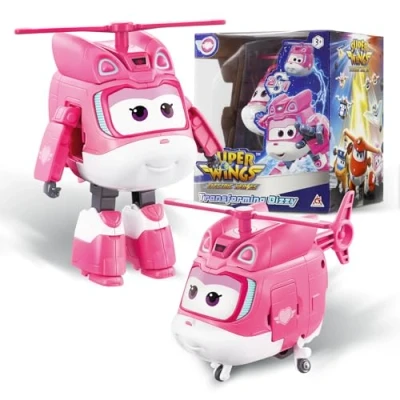 Imagen de Super Wings avión Transformer Supercharged Dizzy, Altura Aprox. 12,7 cm, muñeca Infantil, Figura de y Robot Juguete para niños niñas a Partir 3 años