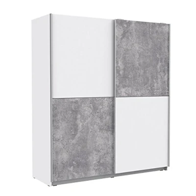 Imagen de FORTE Winner Armario de puertas correderas con 2 puertas, fabricado en material madera, unas medidas 170,3 x 61,2 190,5 cm y color hormigón blanco