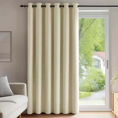 Imagen de Deconovo Cortinas Dormitorio Salon Opacas Moderna con Ojales, Termicas Aislantes Frio y Calor 200x290 cm(Ancho x Alto) Beige Oscuro, 1 Pieza