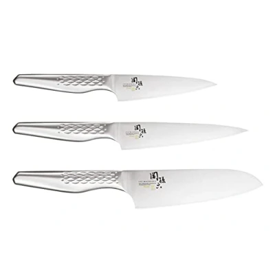 Imagen de KAI Seki Magoroku Shoso Juego de cuchillos 3 piezas Cuchillo multiusos 12 cm, 15 Santoku 16,5 cm acero 5CR15MoV 56 (±1) HRC Mango inoxidable 18 8