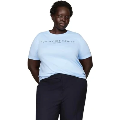Imagen de Tommy Hilfiger Curve LOGO Camiseta estampada, Mujer, Talla: 48, Vessel blue