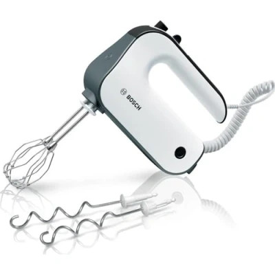 Imagen de Bosch MFQ49300 Batidora de mano, 5 niveles, 2 varillas acero inox gancho para amasar 850 W, color blanco/plateado oscuro