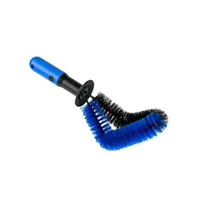 Imagen de ToM PaR Cepillo de Borde doblado I Acero y Aluminio Mango ergonómico Collarín Goma en el para Proteger Las Manos Elimina la Suciedad Llantas Longitud: 28 cm Azul