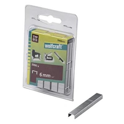 Imagen de wolfcraft Grapa de lomo ancho, acero extra duro, tipo 053 I 7036000 Ideales para fijar telas, tejidos y listones madera delgados