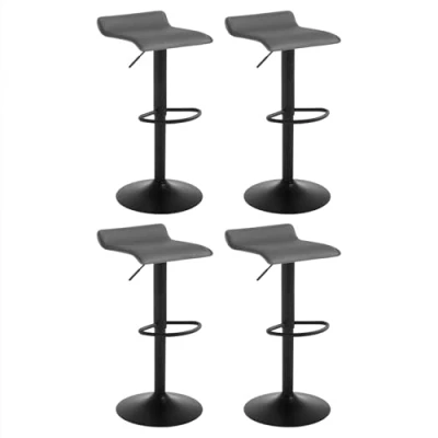 Imagen de WOLTU 4X Taburetes de Bar Regulable en Altura Cuero Artificial Acero Cromado Asiento Acolchado Silla Altos Cocina, Gris, BH159gr 4