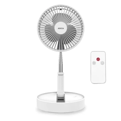 Imagen de Jocca Ventilador de Pie con Mando a Distancia Batería Recargable 7200mAh Portatil 3 Velocidades Altura Ajustable 36 97.5 cm Plegable Cargador USB