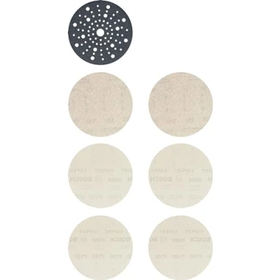 Imagen de Bosch Professional 7 x Kits de iniciación Expert M480 para Madera dura, Pintura sobre madera, 150 mm, Grano 80, 120, 180, Accesorios Lijadora excéntrica