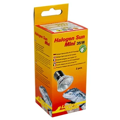 Imagen de Lucky Reptile Lámpara de halógenos Sun Mini pack doble 35 W radiador para bases E27 foco reptiles calor terrarios pequeños con espectro luz día