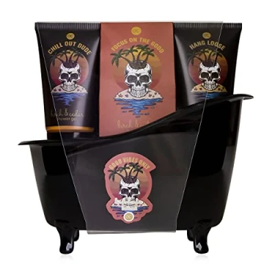 Imagen de accentra set de baño y ducha GOOD VIBES ONLY aroma abedul cedro regalo para hombre cumpleaños o navidad 5 piezas cuidado del bienestar