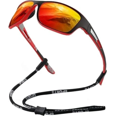 Imagen de FDEETY Gafas de Sol Deportivas Polarizadas para Hombre y Mujer Protección UV400 Ciclismo Pesca Golf Running Conducción Esquí Senderismo (Rojo)