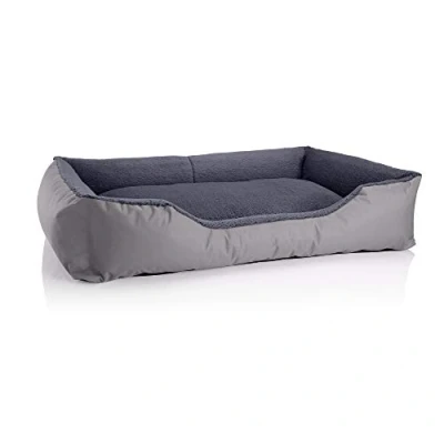 Imagen de BedDog Perro/Gato Cama Teddy S à XXXL, 14 Colores a Elegir, de Cordura y Microfibra, para Perros Lavable, cojín Perros, Interiores Exteriores, tamaño XXL, Gris/Gris