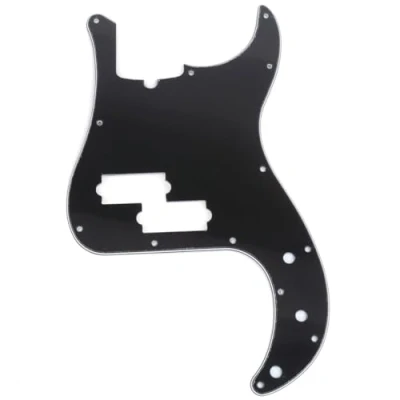 Imagen de Musiclily Pro 13 Agujeros Estilo Moderno P Bass Pickguard Golpeador para Bajo Precision de Fabricación Americana 4 Cuerdas,3 capas Negro