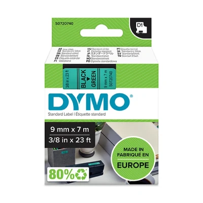Imagen de DYMO D1 etiquetas auténticas, impresión negra sobre fondo verde, 9 mm נ7 m, autoadhesivas para etiquetadoras LabelManager