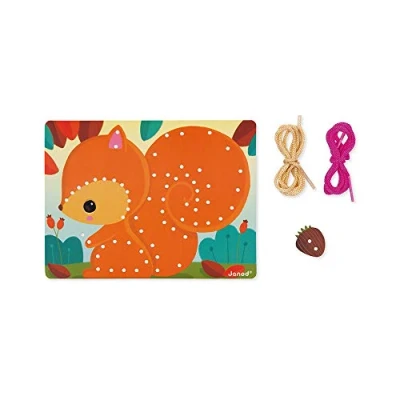 Imagen de Janod Tarjetas para Enlazar Cordones Animales Juguete de Estímulo Niños Pequeños Desarrolla la Destreza y Creatividad A partir 4 Años, J05313