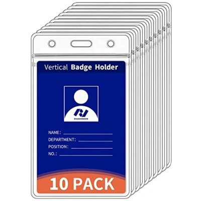 Imagen de VOVIGGOL 10 Extragrueso Badge Id Tarjeta, Soportes para Tarjetas de Vertical Plástico Transparente, Impermeables y Resellables, Tarjeta Estudiantes, Visita, Autobús