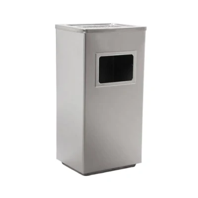 Imagen de Danieli Store Cenicero de Pie Rectangular para Exteriores Acero 30x24x61 cm Exterior con Papelera Extraíble. Rejilla Apagar Cigarrillos. 16L