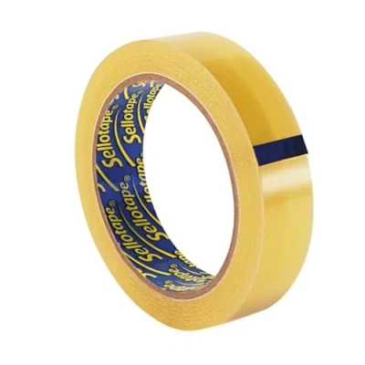 Imagen de Sellotape cinta adhesiva transparente multiusos original dorada para objetos domésticos, de embalaje pegar sobres o tarjetas, fácil usar, 18 mm x 25 m, el puede variar