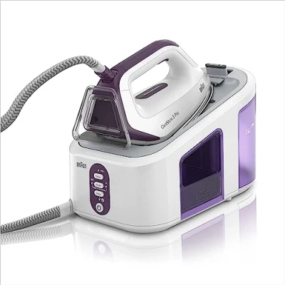 Imagen de Braun CareStyle 3 Pro IS 3155 VI Plancha de vapor con suela FreeGlide 3D (2400 W, presión la bomba 6,5 bar, 430 g/min, vertical, depósito agua 2 L), color morado