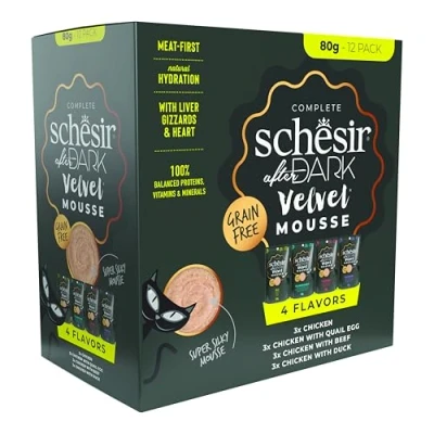 Imagen de Schesir After Dark, Variety Pack, Comida Hùmeda Completa para Gatos(12 sobre x 80g)