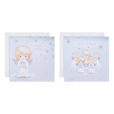 Imagen de Hallmark Tarjetas navideñas benéficas en caja, paquete de 16 2 diseños ángeles, multicolor, 25572292