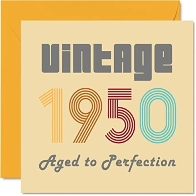 Imagen de tarjetas de cumpleaños número 75 para hombres y mujeres, vintage 1950 envejecidas a la perfección, tarjeta divertida ella él, felicitación 145 mm mamá,