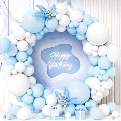 Imagen de Teselife Arco Globos Azul y Blanco, 119Piezas Kit Guirnalda Globo Blanco Pastel Macarrón Claro Niño Hombres Revelacion Genero Baby Shower Bautismo Cumpleaños Boda Comprometimo Aniversario Deco