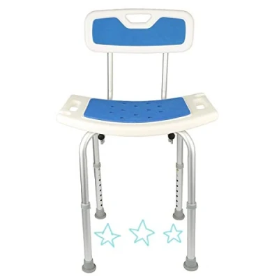 Imagen de YIZHE Taburetes y asientos de ducha baño,Silla o taburete baño, ducha, ortopédica, aluminio, altura regulable, respaldo, reposabrazos, conteras antideslizantes