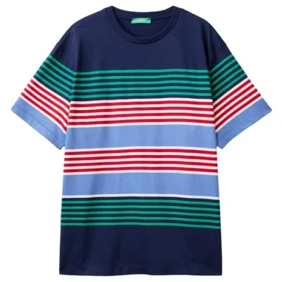 Imagen de United Colors of Benetton Relaxed FIT Striped Camiseta estampada, Hombre, Talla: Large, Multicolor