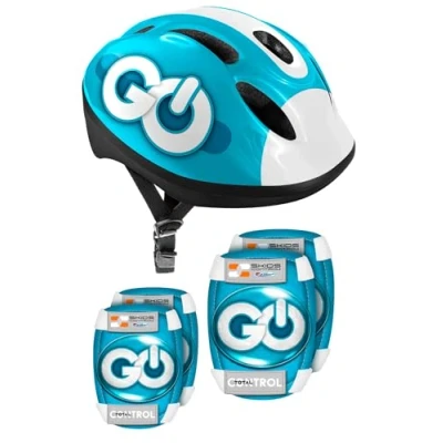Imagen de Stamp Combo Mixt Skids Control (Helm + Elbow &amp; Knee Pads) Pink, Unisex Youth, Azul, 52/56