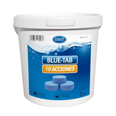Imagen de Tamar Cloro Blue Tab 10 Acciones,Tabletas 200 gr,pastilla disolución lenta,biocida,mantenimiento agua piscina, desinfectante, abrillantador, floculante,clarificante,alguicida,regulador pH,antical 5 Kg