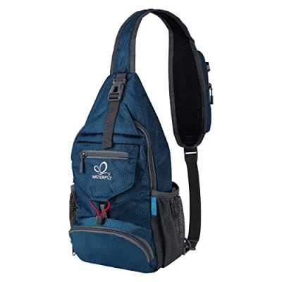 Imagen de WATERFLY Mochila cruzada pequeña plegable para el hombro, bolsa de pecho senderismo, viajes