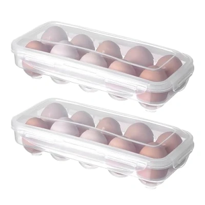 Imagen de 2 Piezas Hueveras Para Frigorifico, Organizador Huevos Nevera 10, Dispensador De Huevera Plastico Cocina, Comestibles, Hogar