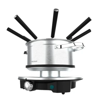 Imagen de Cecotec Fondue Eléctrica para 8 Personas Fun Gourmetfondue Advance. 1500W, Capacidad 1,7L, Queso, Chocolate y Aceite, Diseño en Acero Inox, Potencia Regulable, Piezas Aptas Lavavajillas