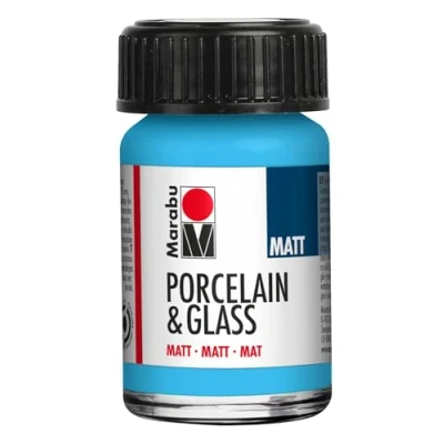Imagen de Marabu pintura mate de porcelana cerámica y vidrio, azul claro, 15 ml, estampado, a base agua, lavable, apta para lavavajillas