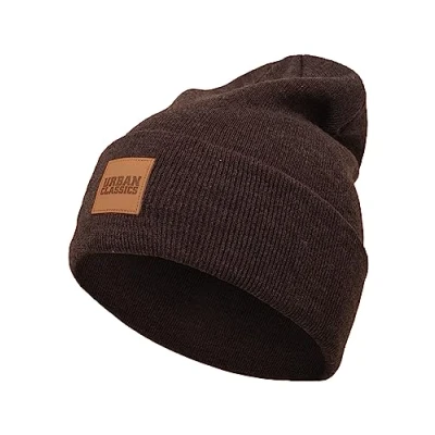 Imagen de Urban Classics Leatherpatch LONG Gorro, Hombre, Talla: One Size, Heatherbrown