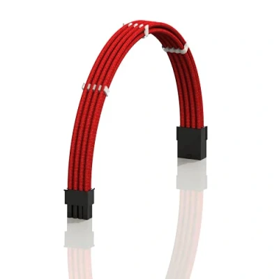 Imagen de LINKUP AVA 30cm 8 Pines (6+2) GPU PCI E Fuente de Alimentación PSU Cable Extensión PC Personalizado con Funda Trenzada y Peine┃Un Solo Paquete┃300mm Rojo
