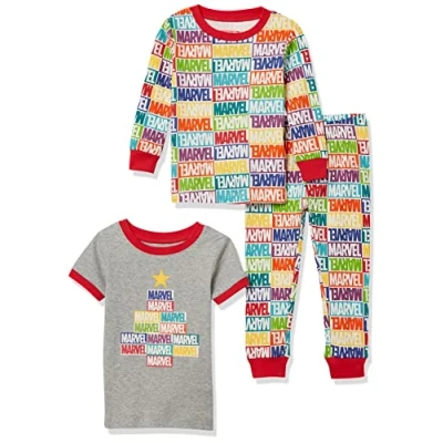 Imagen de Amazon Essentials Marvel Conjunto de Pijama para Dormir Unisex Niño, Holiday Bricks Baby And Kids, 3 años