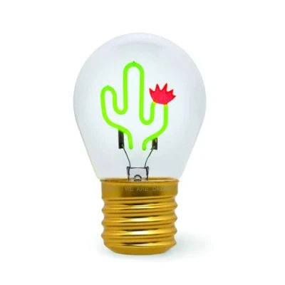 Imagen de Legami Lámpara de Mesa en Forma Bombilla, recargable con Cable USB, inalámbrica, Ficción Tema Cactus, 6,8 x 10,3 cm