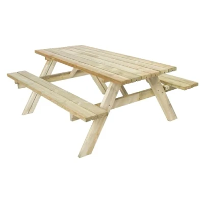 Imagen de The Homeweeks Mesa Picnic jardín Madera tratada en Autoclave Strong 200&quot; con 2 Bancos abatibles, 198 x 154 74 cm, 8/10 Adultos, Espesor 42 mm, normativa EN581 y FSC