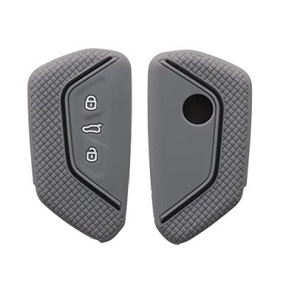 Imagen de kwmobile Carcasa Compatible con Llavero de VW Golf 8 Llave Coche 3 Botones Funda para Mando Silicona Gris/Negro