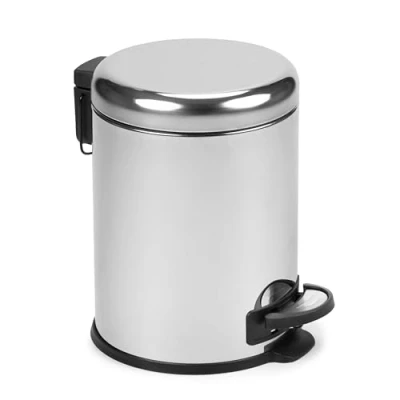Imagen de TATAY Papelera Baño con Pedal de Acero Inoxidable, 5L Capacidad, Interior Extraíble, Cierre Caída Amortiguada, Libre BPA, Color Metalizado, Medidas 29 x 22 27 cm